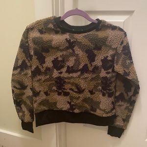 fuzzy army crew neck
